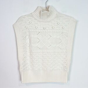 INC OFF-WHITE MOCK NECK CABLE KNIT SLEEVELESS SWEATER VEST WOMENS SMALL